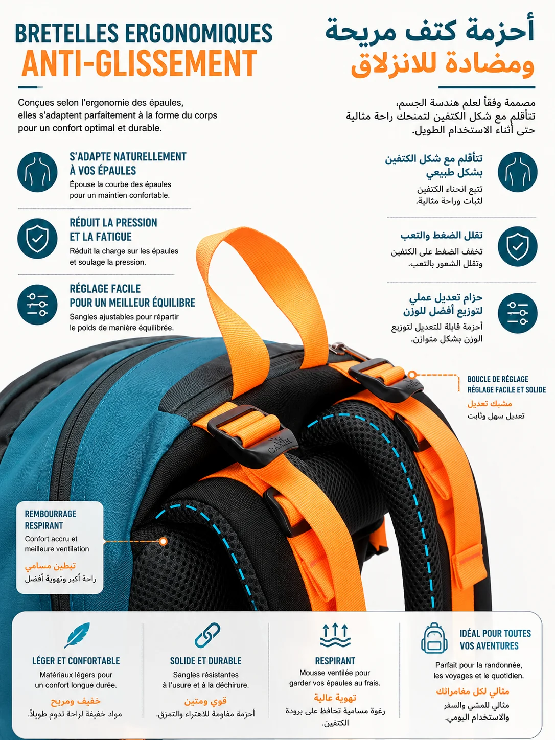 حمالات كتف مريحة وضادة للانزلاق