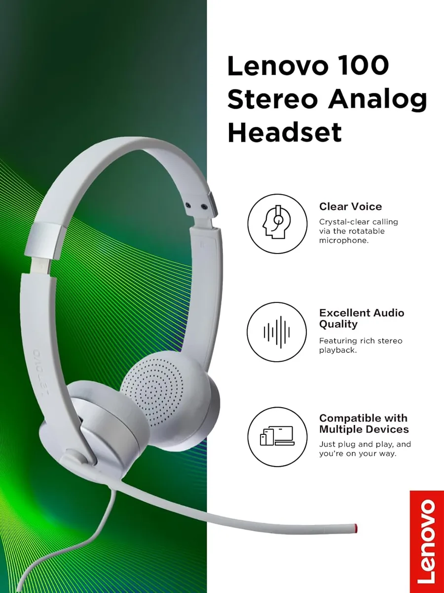 Casque Lenovo 100 avec adaptateur USB Type-C