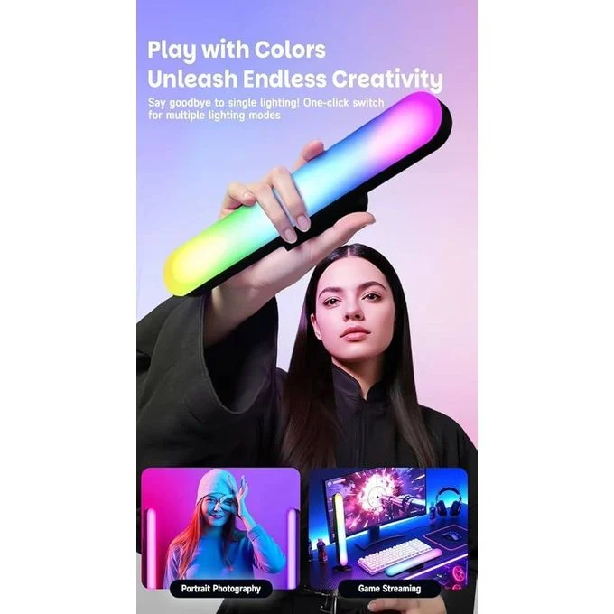 MJ-21 — Barre Lumineuse LED RGB Rechargeable Magnétique - Photo 3