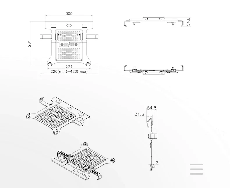 Spécifications techniques bras moniteur et plateau laptop NB F80+FP — poids et taille compatibles