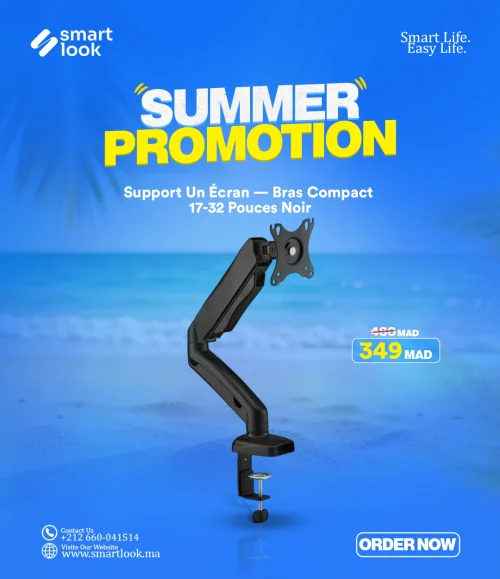 Support Un Écran — Bras Compact 17-32 Pouces Noir