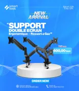 Support Double Ecran Ergonomique – Ressort a Gaz