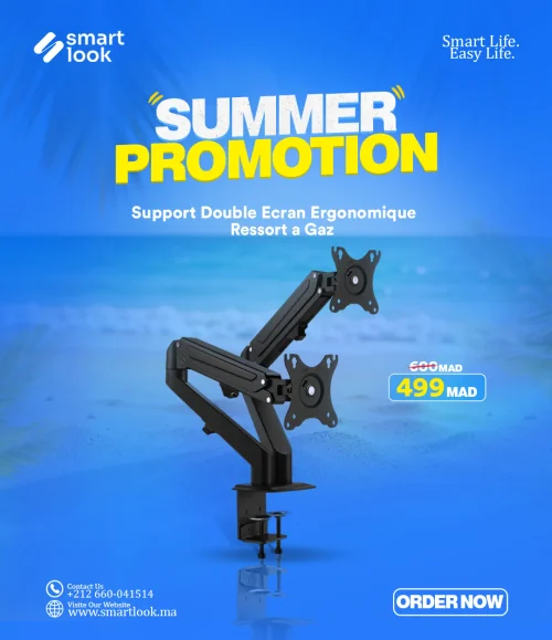 Support Double Ecran Ergonomique – Ressort a Gaz