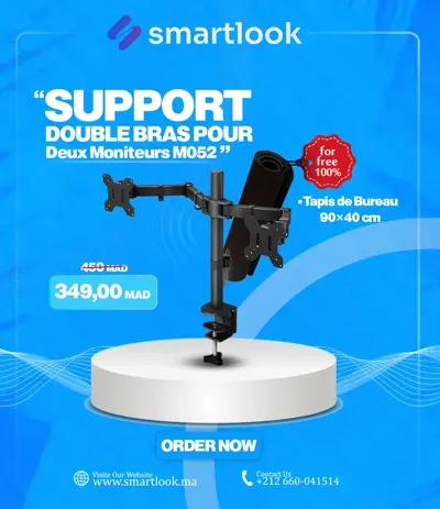 Support Double Bras pour Deux Moniteurs M052