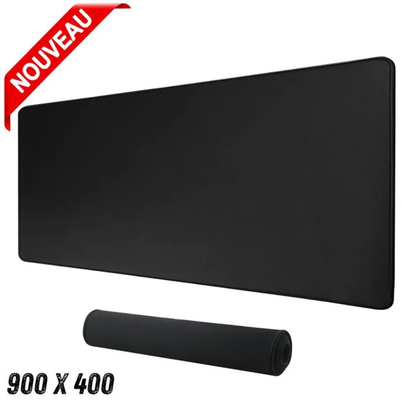 Tapis de Bureau 90×40 cm – Noir Simple – Antidérapant