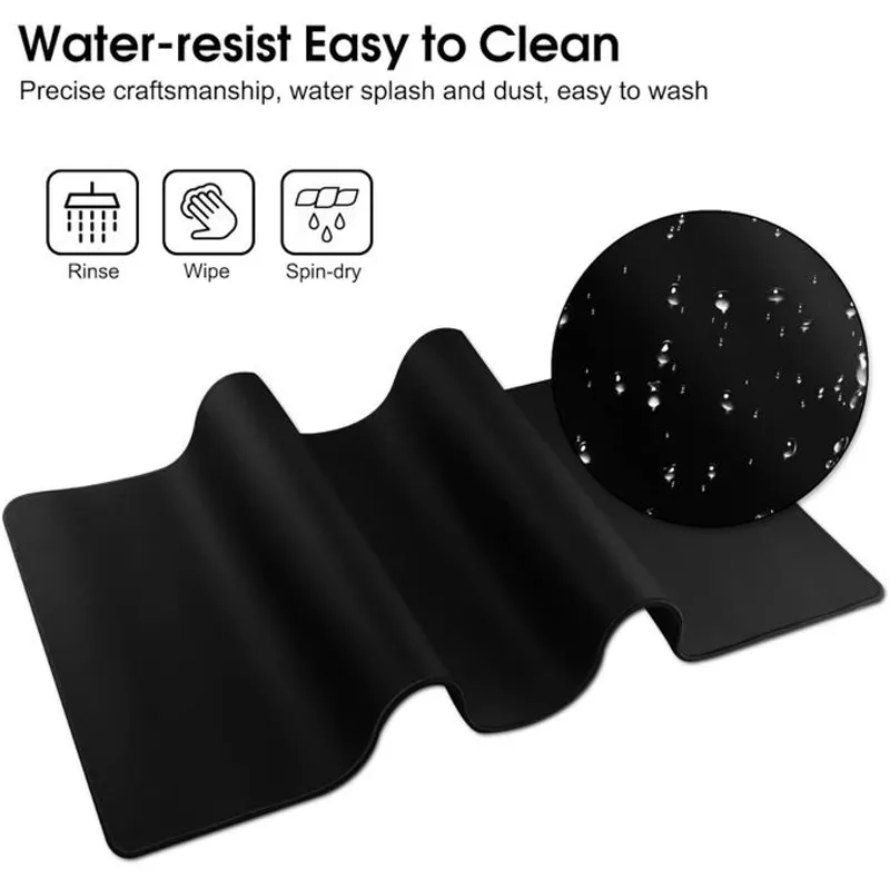 Tapis de Bureau 90×40 cm – Noir Simple – Antidérapant - Photo 3