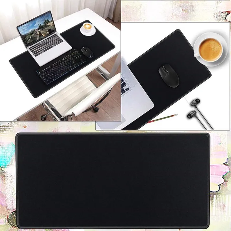 Tapis de Bureau 90×40 cm – Noir Simple – Antidérapant - Photo 4